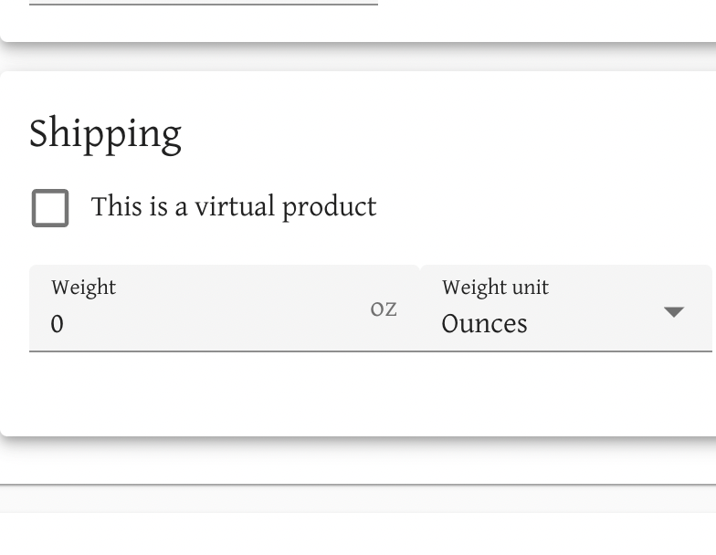 Product weight